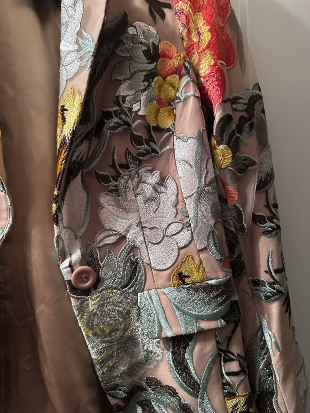Fashion Nova Nude Floral Embroidered Blazer XL - Picture 5 of 9